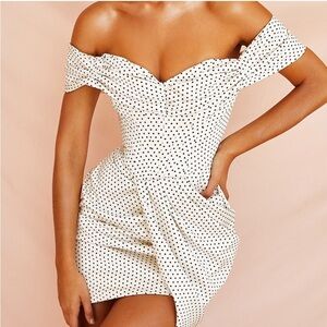 House of CB Alessia Polka Dot Corset Mini Dress White Size Large